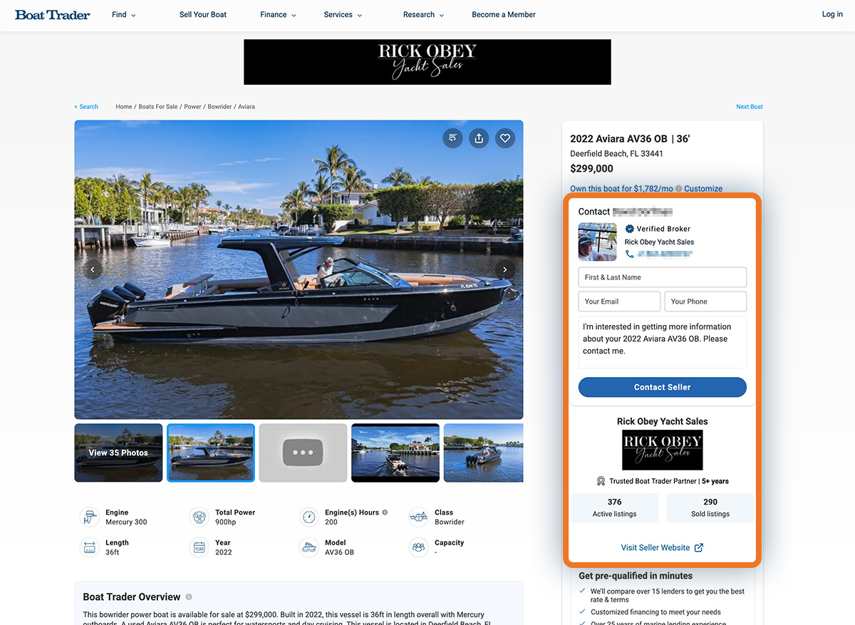 Screenshot of a Verified seller listing